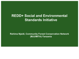 REDD+ Social and Environmental Standards Initiative  Rahima Njaidi, Community Forest Conservation Network (MJUMITA)-Tanzania.