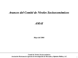 Avances del Comité de Niveles Socioeconómicos  AMAI  Mayo del 2004  Comité de Niveles Socioeconómicos Asociación Mexicana de Agencias de Investigación de Mercados y Opinión.