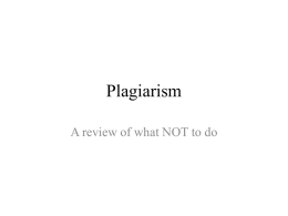 Plagiarism A review of what NOT to do Definition 1 • From Dictionary.com pla·gia·rism [pley-juh-riz-uhm, -jee-uh-riz-] Show IPA noun1.