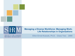 Managing a Diverse Workforce: Managing WorkLife Relationships in Organizations Ellen Ernst Kossek, Ph.D.