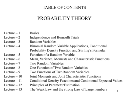 TABLE OF CONTENTS  PROBABILITY THEORY Lecture – 1 Lecture – 2 Lecture – 3 Lecture – 4 Lecture – 5 Lecture – 6 Lecture – 7 Lecture – 8 Lecture.