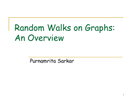 Random Walks on Graphs: An Overview Purnamrita Sarkar Motivation: Link prediction in social networks.