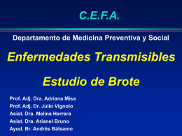 C.E.F.A. Departamento de Medicina Preventiva y Social  Enfermedades Transmisibles Estudio de Brote Prof. Adj.