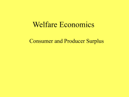 Welfare Economics Consumer and Producer Surplus Consumer Surplus • How much are you willing to pay for a pair of jeans? • As an.