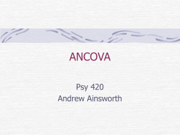 ANCOVA Psy 420 Andrew Ainsworth What is ANCOVA? Analysis of covariance • an extension of ANOVA in which main effects and interactions are assessed.