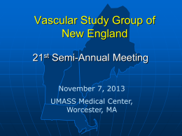 Vascular Study Group of New England 21st Semi-Annual Meeting November 7, 2013  UMASS Medical Center, Worcester, MA.