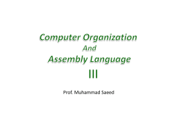 III Prof. Muhammad Saeed Assembly Language Instructions  1/27/2015  Computer Architecture & Assembly Language.