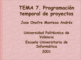TEMA 7. Programación temporal de proyectos Jose Onofre Montesa Andrés Universidad Politécnica de Valencia Escuela Universitaria de Informática.