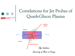 Correlations for Jet Probes of Quark-Gluon Plasma leading particle hadrons q q hadrons leading particle  Olga Evdokimov University of Illinois at Chicago.