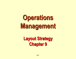 Operations Management Layout Strategy Chapter 9 9-1 Outline  Strategic Importance of Layout Decisions.  Fixed-Position Layout.  Office Layout.  Process-Oriented Layout (Flow graphs).  Retail Layout.  Warehouse.