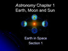 Astronomy Chapter 1 Earth, Moon and Sun  Earth in Space Section 1 Vocabulary         Astronomy: the study of the moon, stars and other objects in space Axis: