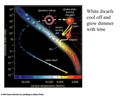 White dwarfs cool off and grow dimmer with time The White Dwarf Limit • A white dwarf cannot be more massive than 1.4MSun, the white.