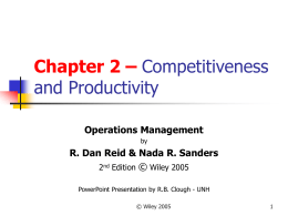 Chapter 2 – Competitiveness and Productivity Operations Management by  R. Dan Reid & Nada R.
