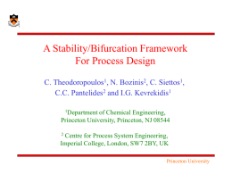 A Stability/Bifurcation Framework For Process Design C. Theodoropoulos1, N. Bozinis2, C. Siettos1, C.C.