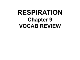 RESPIRATION Chapter 9 VOCAB REVIEW Type of fermentation shown below: Pyruvic acid + NADH → alcohol + CO2 + NAD+  Alcoholic fermentation  Unit used to.