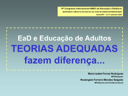 14º Congresso Internacional ABED de Educação a Distância MAPEANDO O IMPACTO DA EAD NA CULTURA DE ENSINO/APRENDIZAGEM Santos/SP – 14-17 setembro 2008  EaD.
