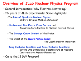 Overview of JLab Nuclear Physics Program • General Introduction: Why Electron Scattering? • 15+ years of JLab Experiments: Some Highlights •The Role of.