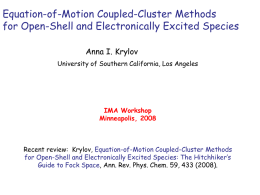 Equation-of-Motion Coupled-Cluster Methods for Open-Shell and Electronically Excited Species Anna I. Krylov University of Southern California, Los Angeles  IMA Workshop Minneapolis, 2008  Recent review: Krylov, Equation-of-Motion.