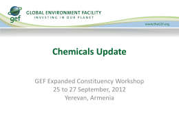 Chemicals Update GEF Expanded Constituency Workshop 25 to 27 September, 2012 Yerevan, Armenia.