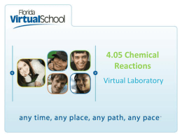 4.05 Chemical Reactions Virtual Laboratory The Plan  • Review the different types of Chemical Reactions • Complete the Virtual Lab via screen share/slides with teacher • Make.