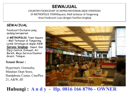 SEWA/JUAL COUNTER FOODCOURT DI DEPAN RESTORAN A&W STRATEGIS Di METROPOLIS TOWNSquare, Mall terbesar di Tangerang Area Foodcourt Luas dengan Fasilitas lengkap  SEWA/JUAL Foodcourt Exclusive yang sedang.