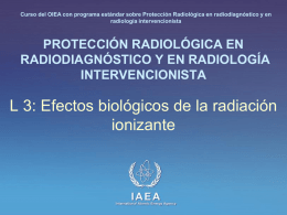 Curso del OIEA con programa estándar sobre Protección Radiológica en radiodiagnóstico y en radiología intervencionista  PROTECCIÓN RADIOLÓGICA EN RADIODIAGNÓSTICO Y EN RADIOLOGÍA INTERVENCIONISTA  L 3: