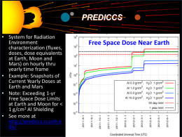 • System for Radiation Environment characterization (fluxes, doses, dose equivalents at Earth, Moon and Mars) on hourly thru yearly time frame • Example: Snapshots of Current Yearly Doses.