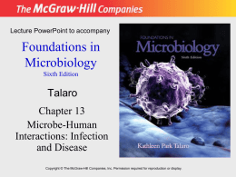 Lecture PowerPoint to accompany  Foundations in Microbiology Sixth Edition  Talaro Chapter 13 Microbe-Human Interactions: Infection and Disease Copyright © The McGraw-Hill Companies, Inc.