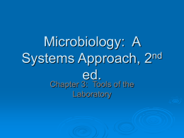 Microbiology: A nd Systems Approach, 2 ed. Chapter 3: Tools of the Laboratory 3.1 Methods of Culturing Microorganisms: The Five I’s  Microbiologists  use five basic techniques to manipulate,