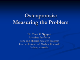 Osteoporosis: Measuring the Problem Dr. Tuan V. Nguyen Associate Professor Bone and Mineral Research Program Garvan Institute of Medical Research Sydney, Australia.
