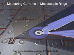Measuring Currents in Mesoscopic Rings  From femtoscience to nanoscience, INT, Seattle 8/3/09