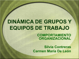DINÁMICA DE GRUPOS Y EQUIPOS DE TRABAJO COMPORTAMIENTO ORGANIZACIONAL Silvia Contreras Carmen María De León.
