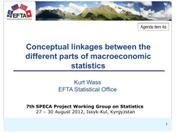 Agenda item 4a  Conceptual linkages between the different parts of macroeconomic statistics Kurt Wass EFTA Statistical Office 7th SPECA Project Working Group on Statistics 27 – 30
