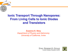 Ionic Transport Through Nanopores: From Living Cells to Ionic Diodes and Transistors Zuzanna S.