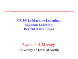 CS 391L: Machine Learning: Bayesian Learning: Beyond Naïve Bayes  Raymond J. Mooney University of Texas at Austin.
