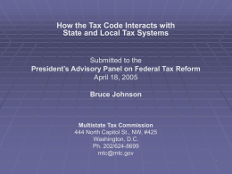 How the Tax Code Interacts with State and Local Tax Systems  Submitted to the President’s Advisory Panel on Federal Tax Reform April 18, 2005  Bruce.