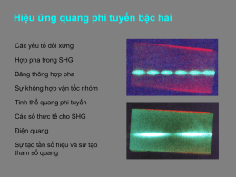 Hiệu ứng quang phi tuyến bậc hai Các yếu tố đối xứng Hợp pha trong SHG Băng thông hợp pha Sự không hợp vận.