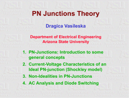 PN Junctions Theory Dragica Vasileska Department of Electrical Engineering Arizona State University  1. PN-Junctions: Introduction to some general concepts 2.