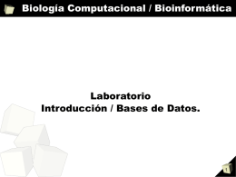 Biología Computacional / Bioinformática  Laboratorio Introducción / Bases de Datos. ¿Qué es la Bioinformática? La bioinformática es el campo de la ciencia en donde.
