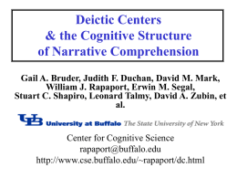 Deictic Centers & the Cognitive Structure of Narrative Comprehension Gail A. Bruder, Judith F.