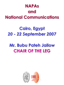 NAPAs and National Communications Cairo, Egypt 20 - 22 September 2007 Mr. Bubu Pateh Jallow CHAIR OF THE LEG.