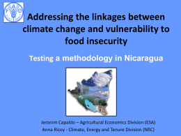 Addressing the linkages between climate change and vulnerability to food insecurity Testing a methodology in Nicaragua  Jeronim Capaldo – Agricultural Economics Division (ESA) Anna Ricoy.
