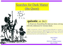 Searches for Dark Matter (the Quest)  Harry Nelson UCSB 2003 SLAC Summer Insitute Aug. 5-6 2003