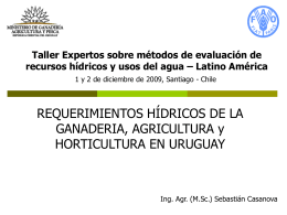 Taller Expertos sobre métodos de evaluación de recursos hídricos y usos del agua – Latino América 1 y 2 de diciembre de.