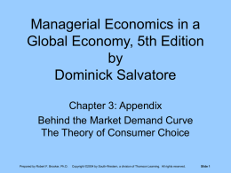 Managerial Economics in a Global Economy, 5th Edition by Dominick Salvatore Chapter 3: Appendix Behind the Market Demand Curve The Theory of Consumer Choice  Prepared by Robert.