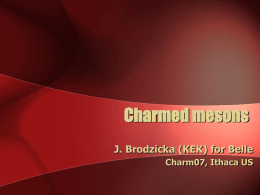 Charmed mesons J. Brodzicka (KEK) for Belle Charm07, Ithaca US J. Brodzicka for Belle @ Charm07  • • • • •  Introduction to cs multiplets Observation of Ds1(2536)→D+π-K+ Partial Wave.