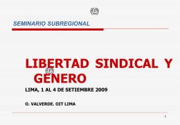 SEMINARIO SUBREGIONAL  LIBERTAD SINDICAL Y GENERO LIMA, 1 AL 4 DE SETIEMBRE 2009 O.