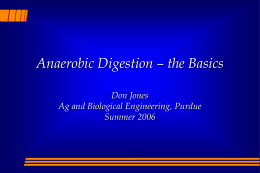 Anaerobic Digestion – the Basics Don Jones Ag and Biological Engineering, Purdue Summer 2006