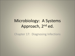 Microbiology: A Systems Approach, 2nd ed. Chapter 17: Diagnosing Infections 17.1 Preparation for the Survey of Microbial Diseases • Methods used to identify bacteria.
