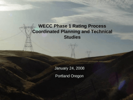 WECC Phase 1 Rating Process Coordinated Planning and Technical Studies  January 24, 2008  Portland Oregon  Order 2004 Sensitive.